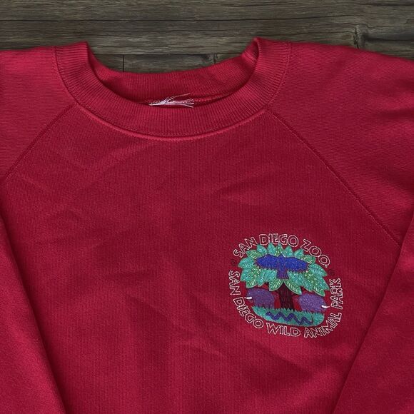 Vtg San Diego Zoo Wild Animal Park Crewneck Sweatshirt Front Back Logo Men M EUC - Picture 2 of 8